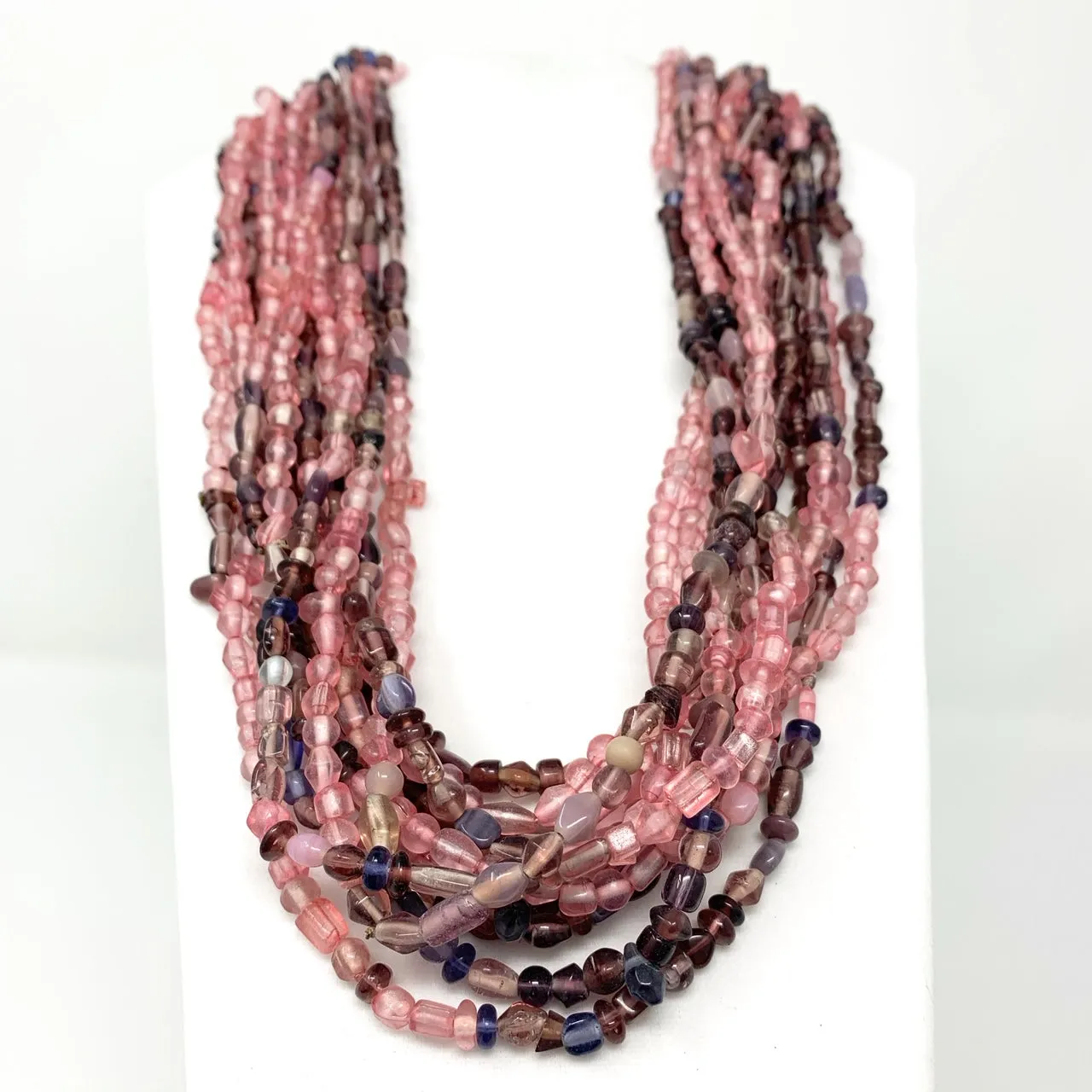 27" Rose and Purple Glass Bead Necklace (Dozen)