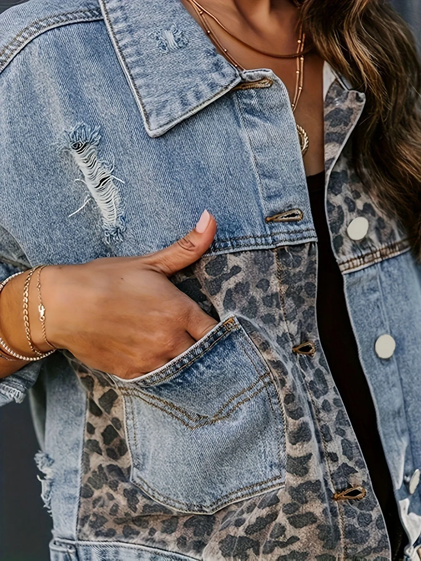 Animal Print Denim Jacket