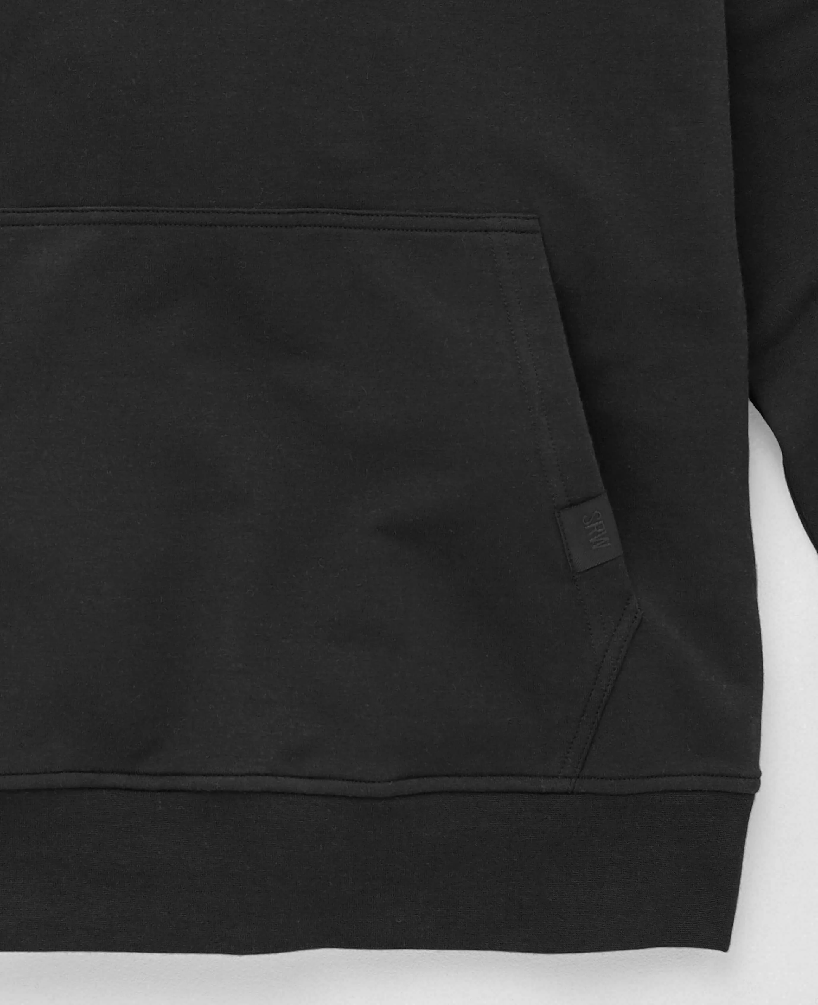 Black Stretch Cotton Blend Hoodie