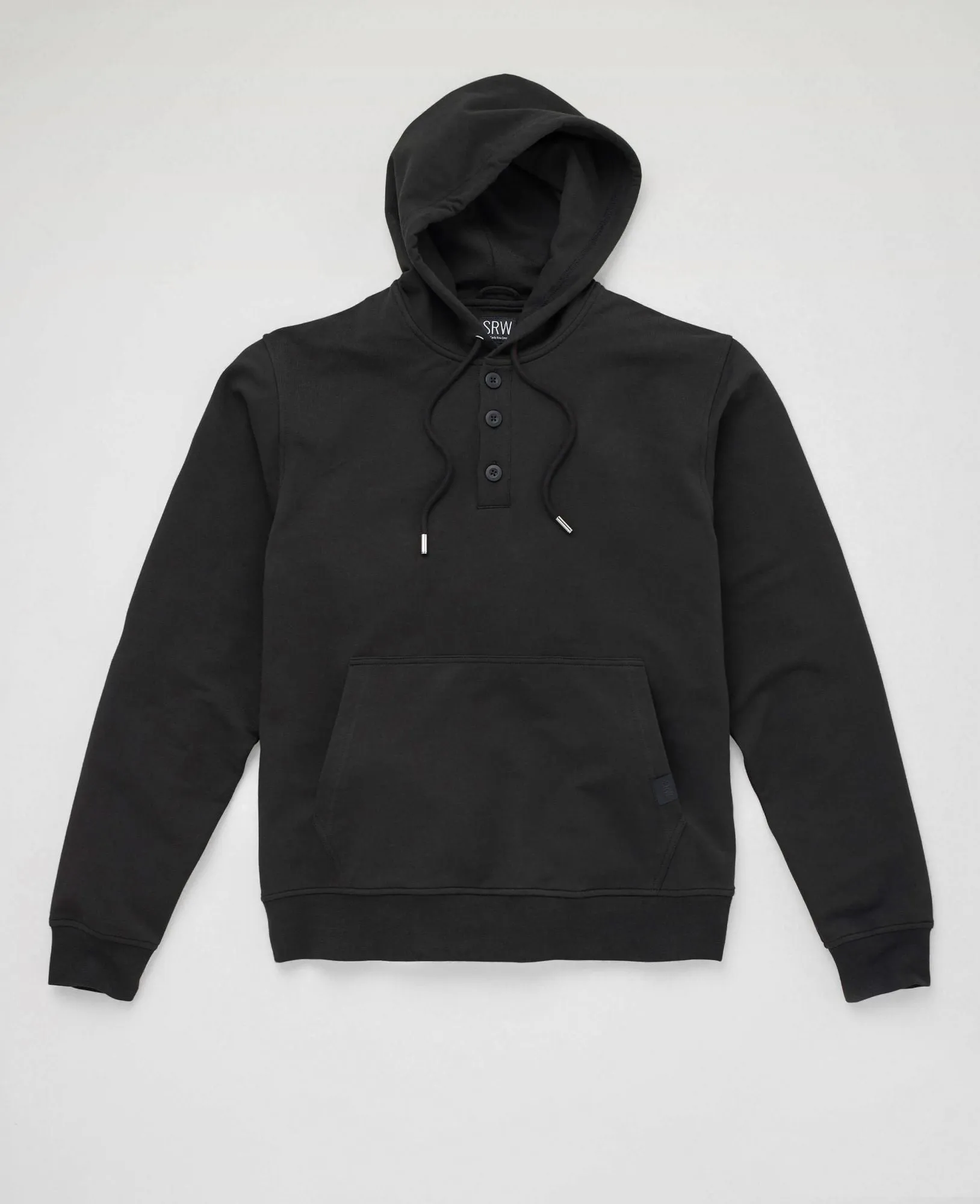 Black Stretch Cotton Blend Hoodie