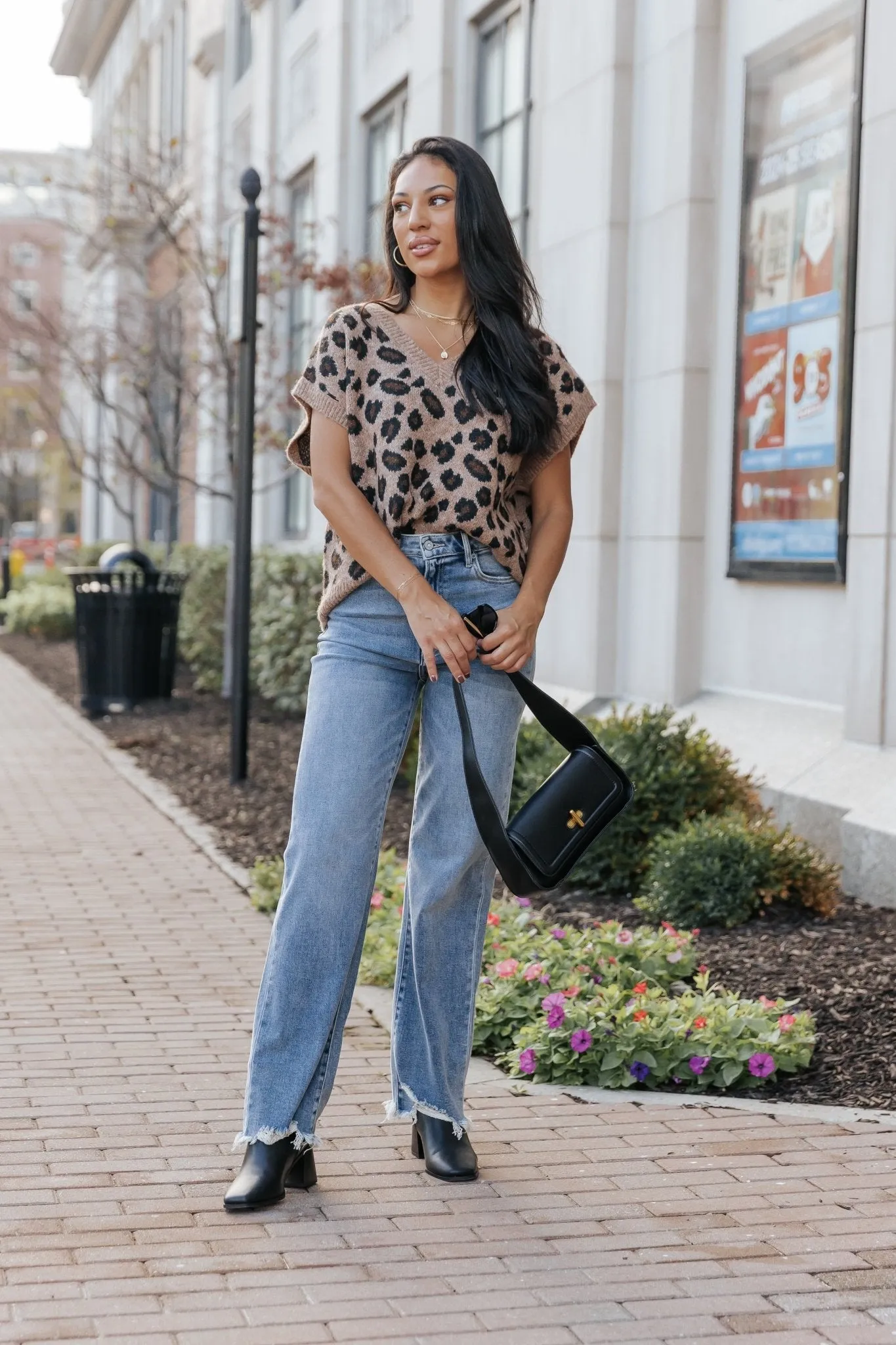 Brown Leopard Print Sweater Vest - FINAL SALE