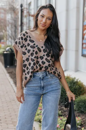 Brown Leopard Print Sweater Vest - FINAL SALE