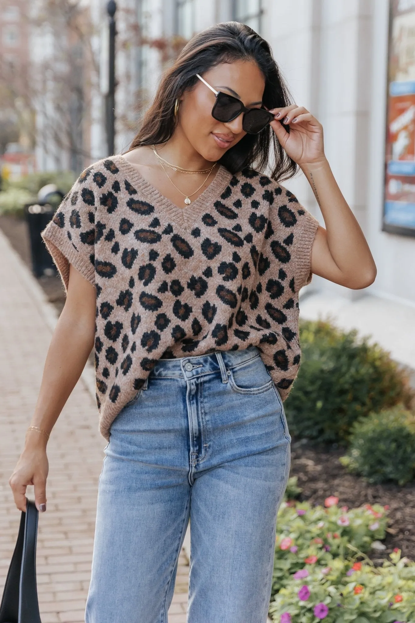 Brown Leopard Print Sweater Vest - FINAL SALE