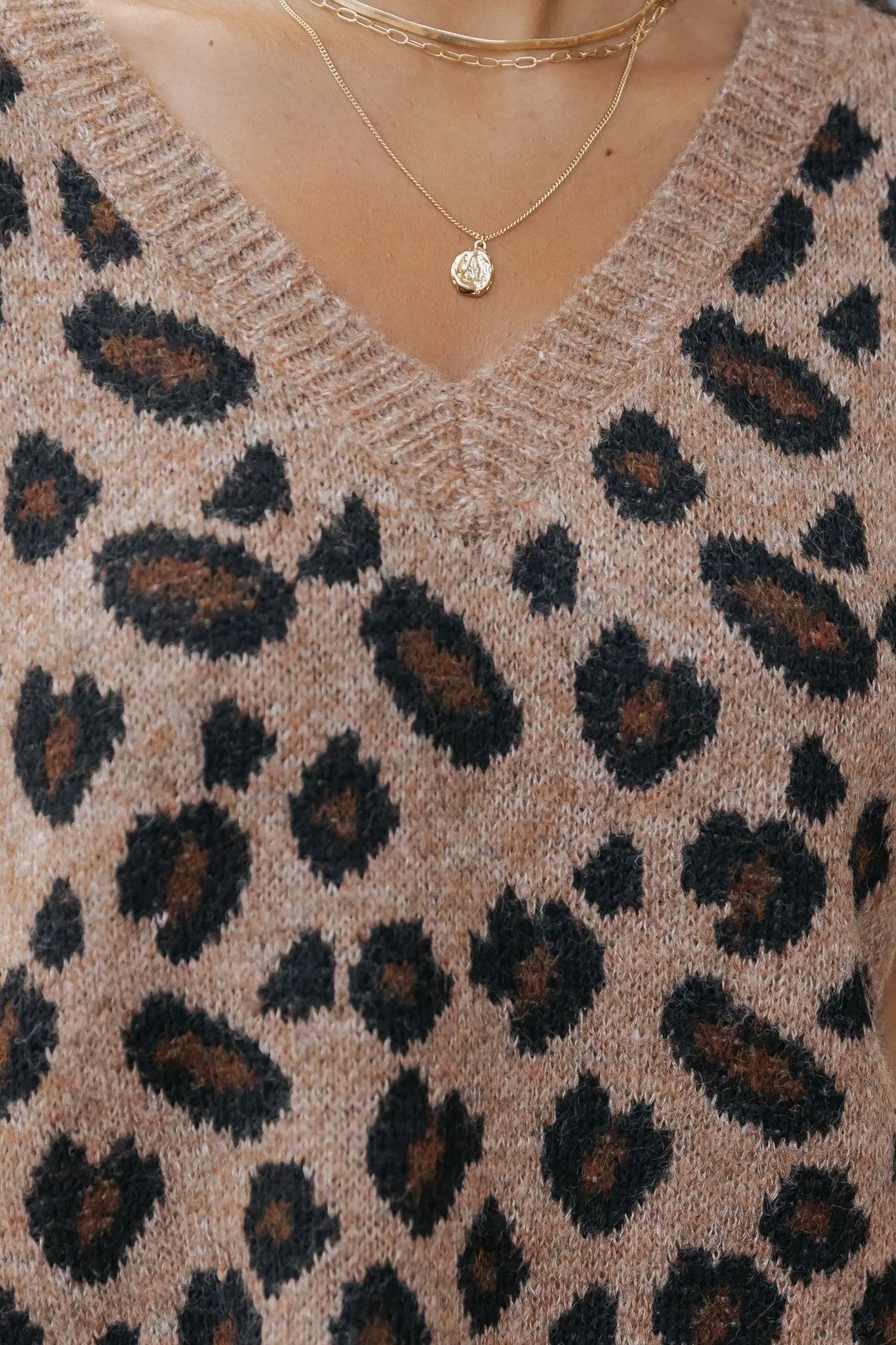 Brown Leopard Print Sweater Vest - FINAL SALE