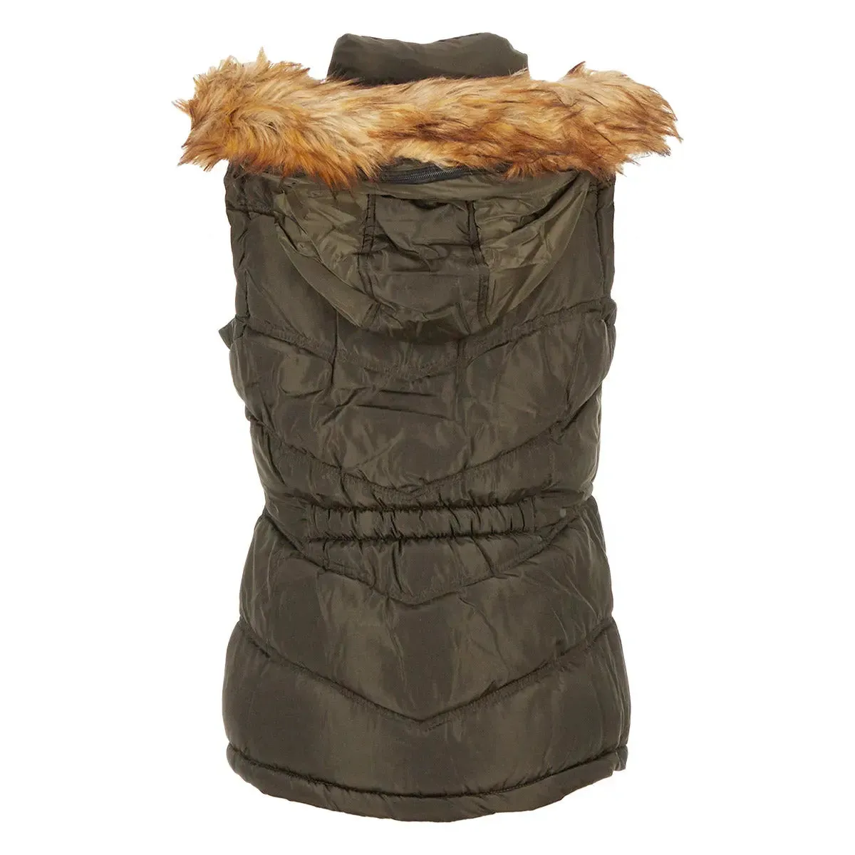 Canada Weather Gear Women's Puffer Vest with Faux Fur Trim Hood