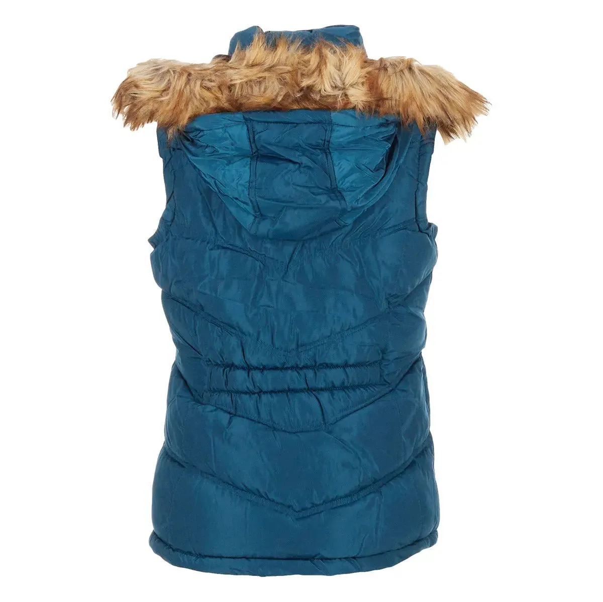 Canada Weather Gear Women's Puffer Vest with Faux Fur Trim Hood