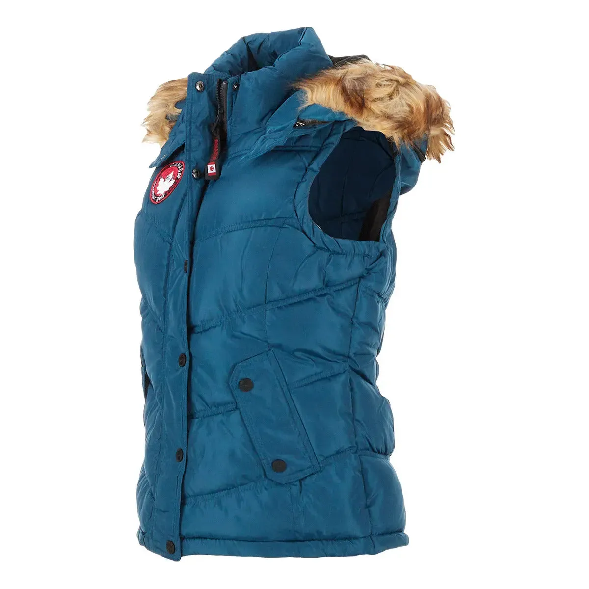 Canada Weather Gear Women's Puffer Vest with Faux Fur Trim Hood