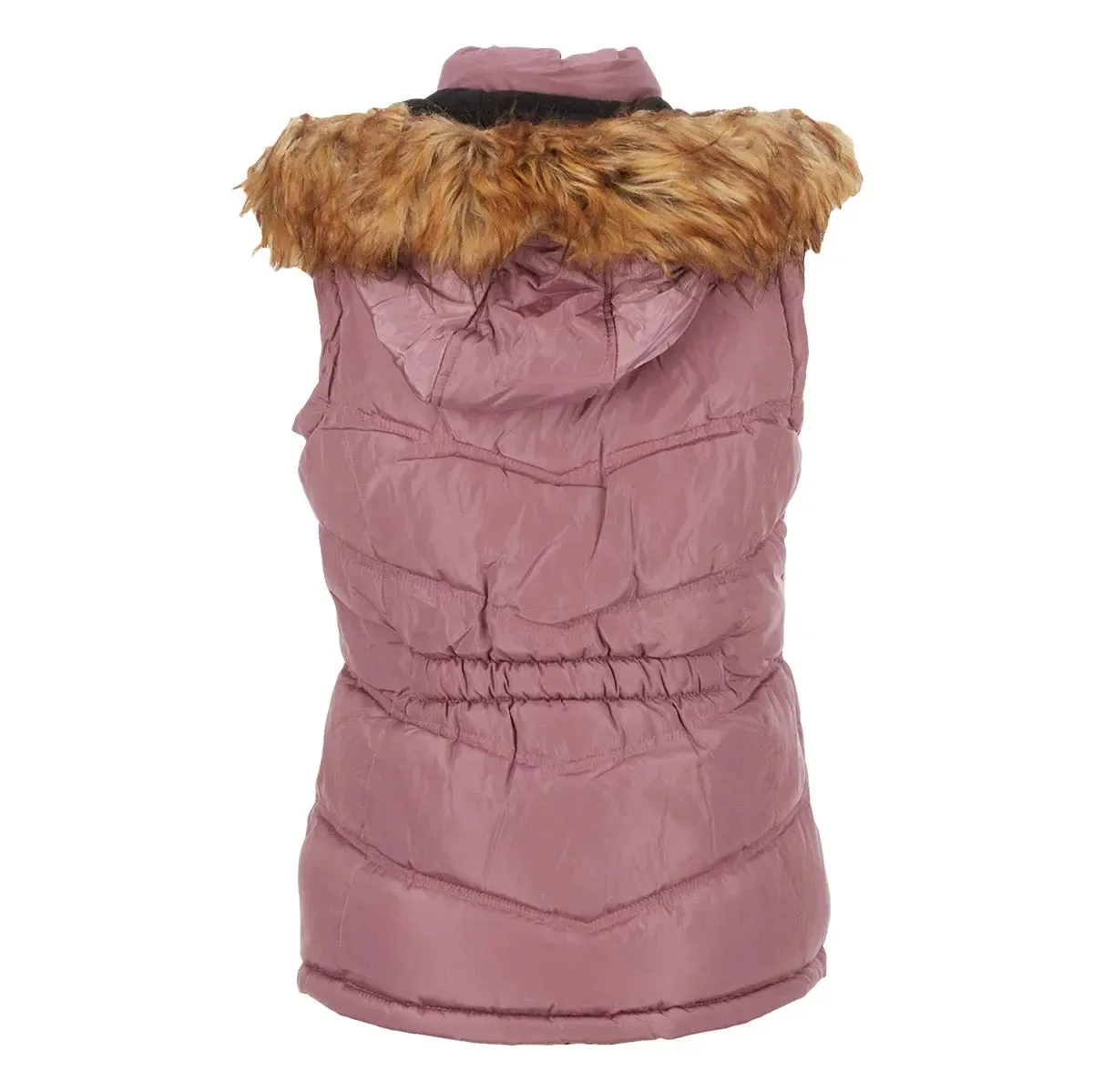 Canada Weather Gear Women's Puffer Vest with Faux Fur Trim Hood