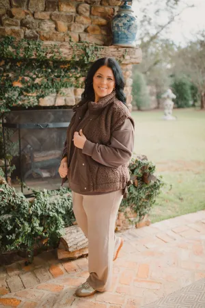 Carly Sherpa Vest in Brown