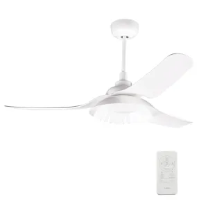 DAFFODIL 52 inch 3-Blade Smart Ceiling Fan with LED Light Kit and Remote - White/White