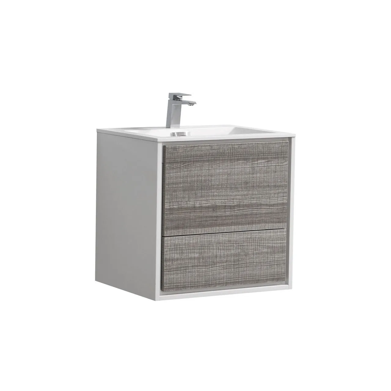 DeLusso 24"  Ash Gray Wall Mount Modern Bathroom Vanity