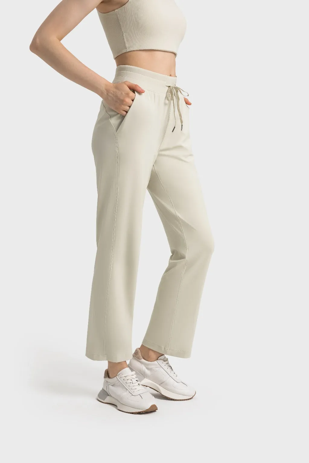 Drawstring Wide-Leg Sports Pants