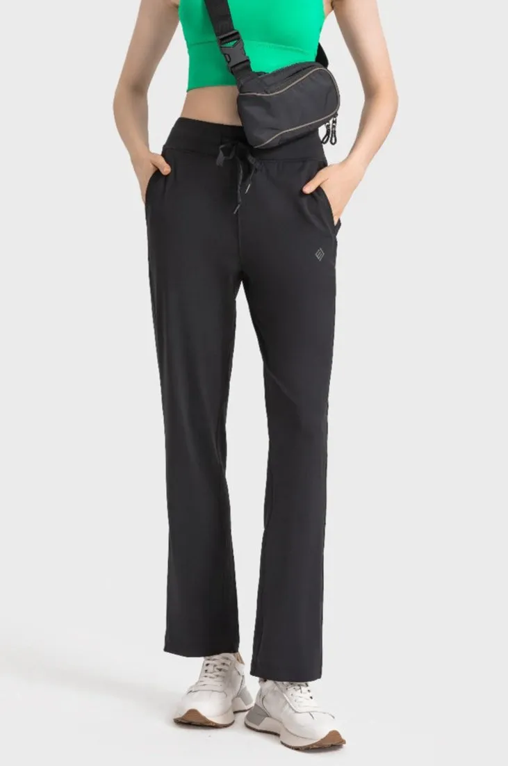 Drawstring Wide-Leg Sports Pants