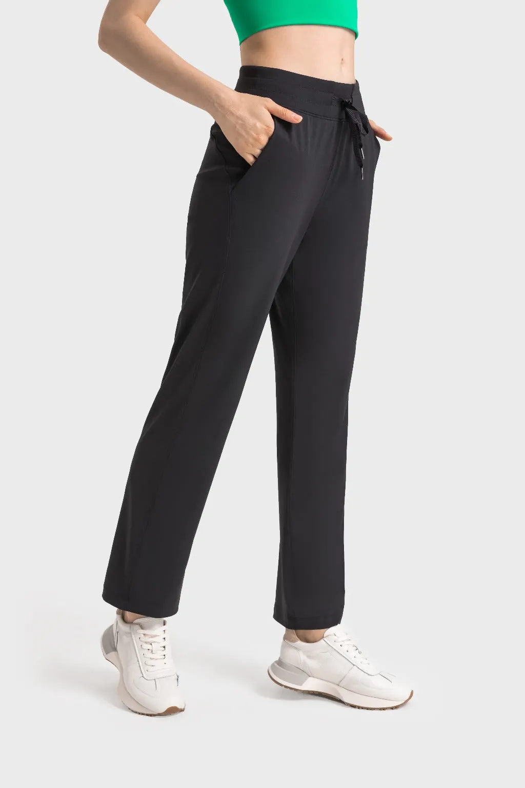 Drawstring Wide-Leg Sports Pants