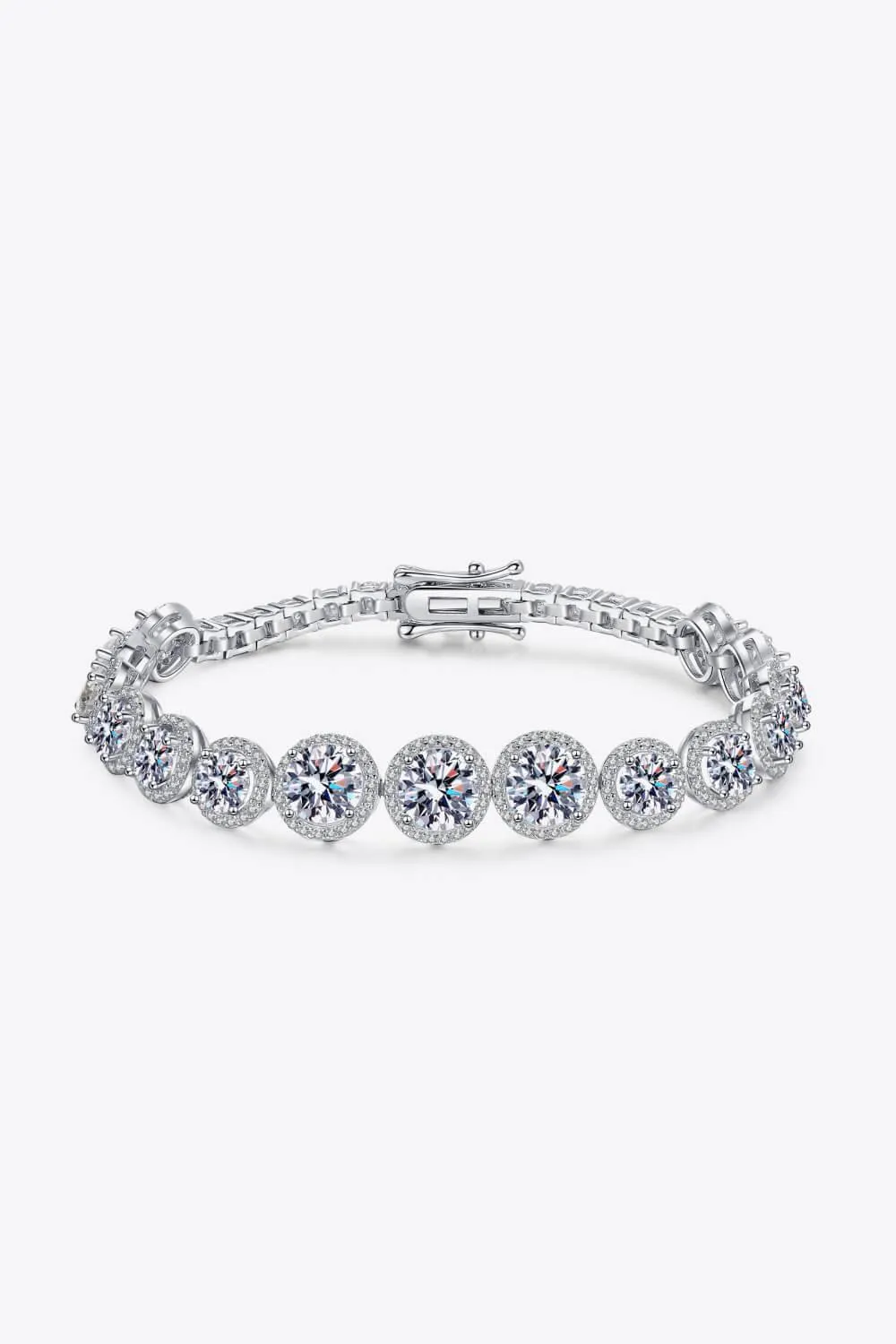 Elegant Moissanite and Zircon Silver Bracelet