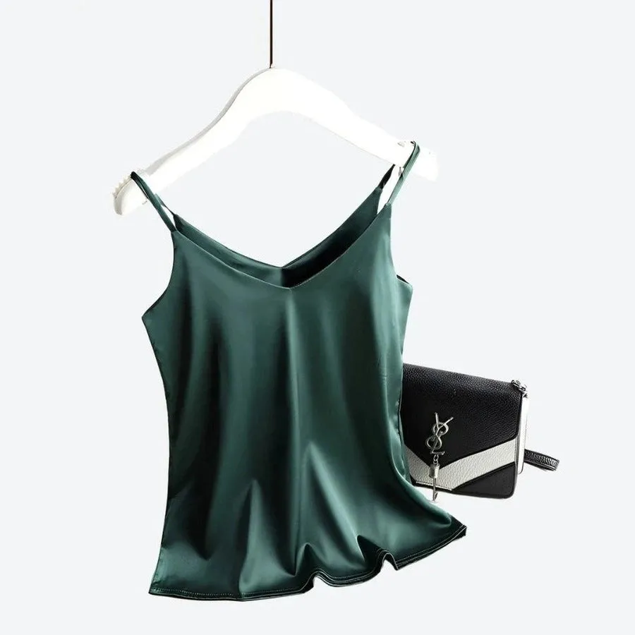 Elegant Silk Spaghetti Strap Tops