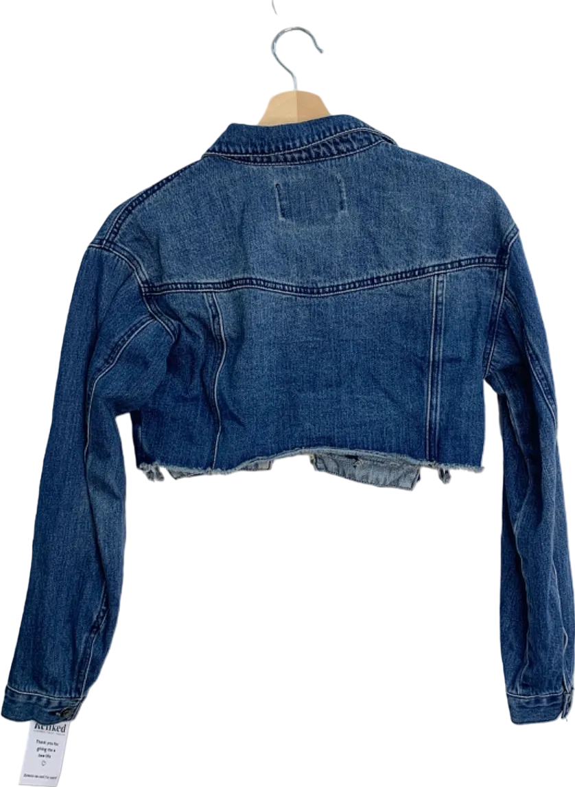 Fashion Nova Blue Denim Cropped Jacket XS