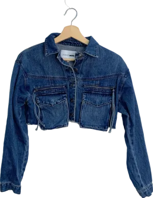 Fashion Nova Blue Denim Cropped Jacket XS