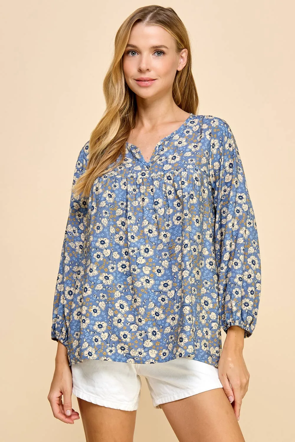 Floral Top with V Neck