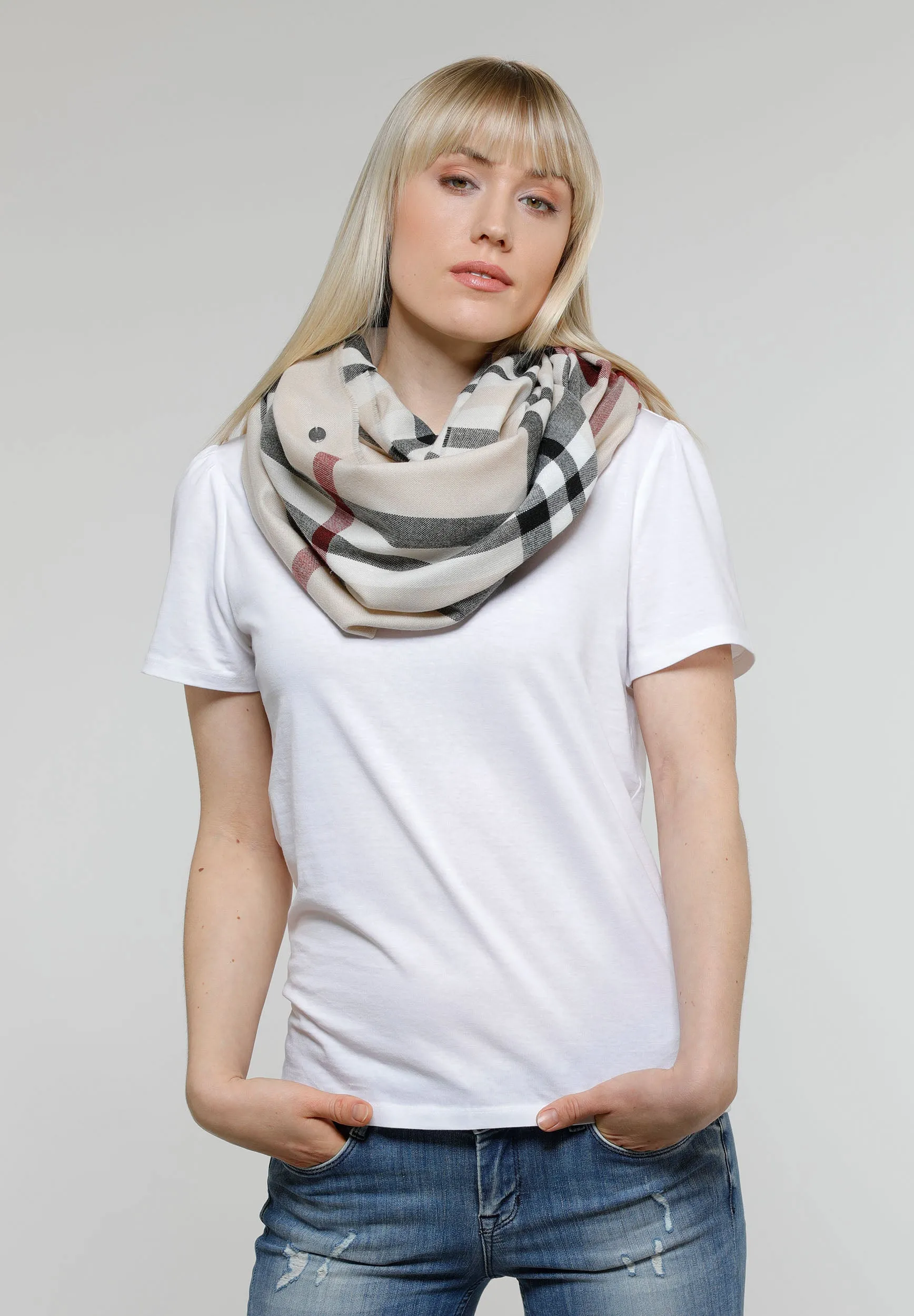 FRAAS Plaid Lightweight Infinity Scarf