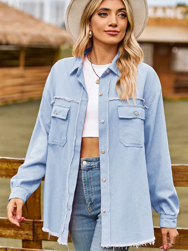 Frayed Denim Jacket - Distressed Jean Shirt