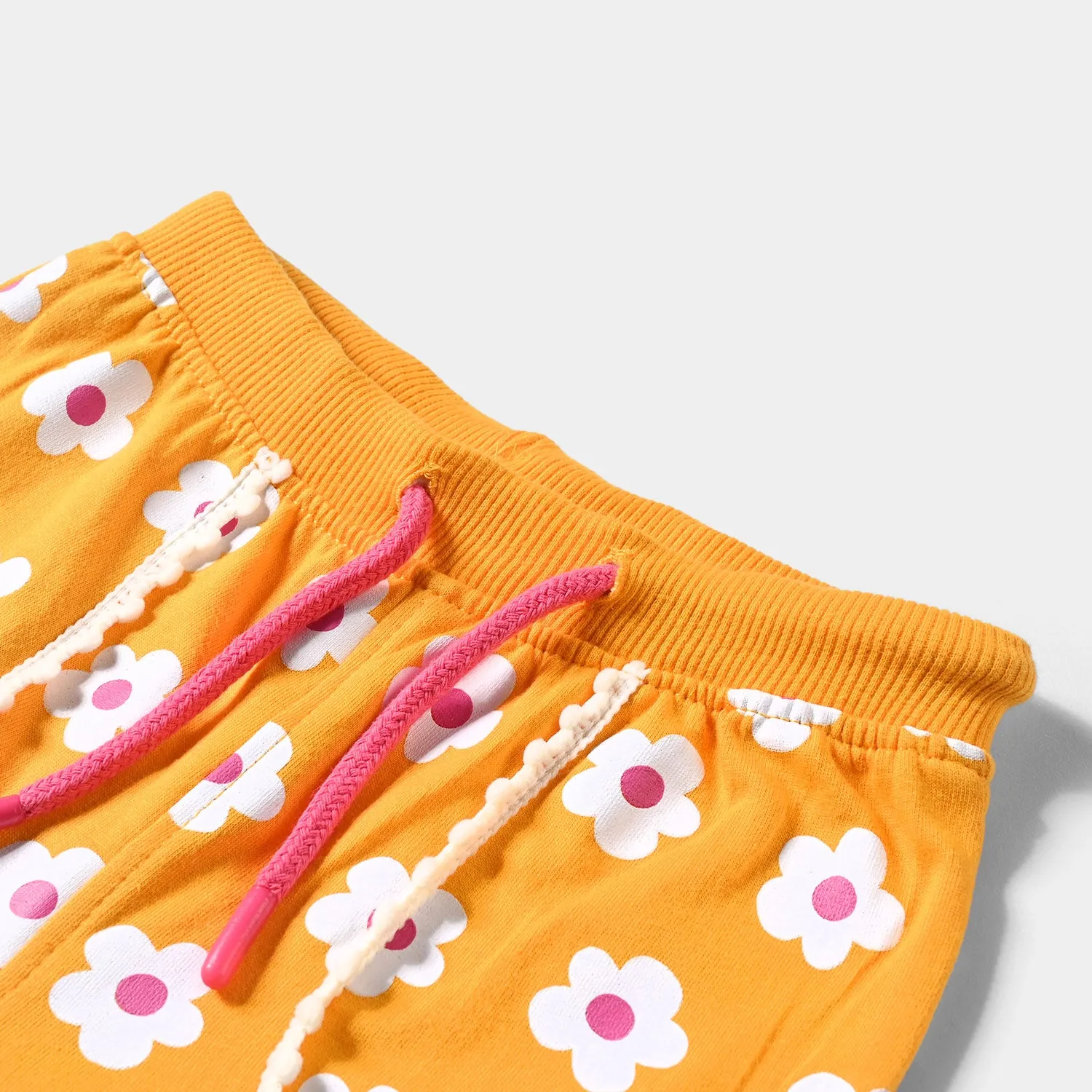 Girls Cotton Terry Short White & Pink Flowers-Citrus