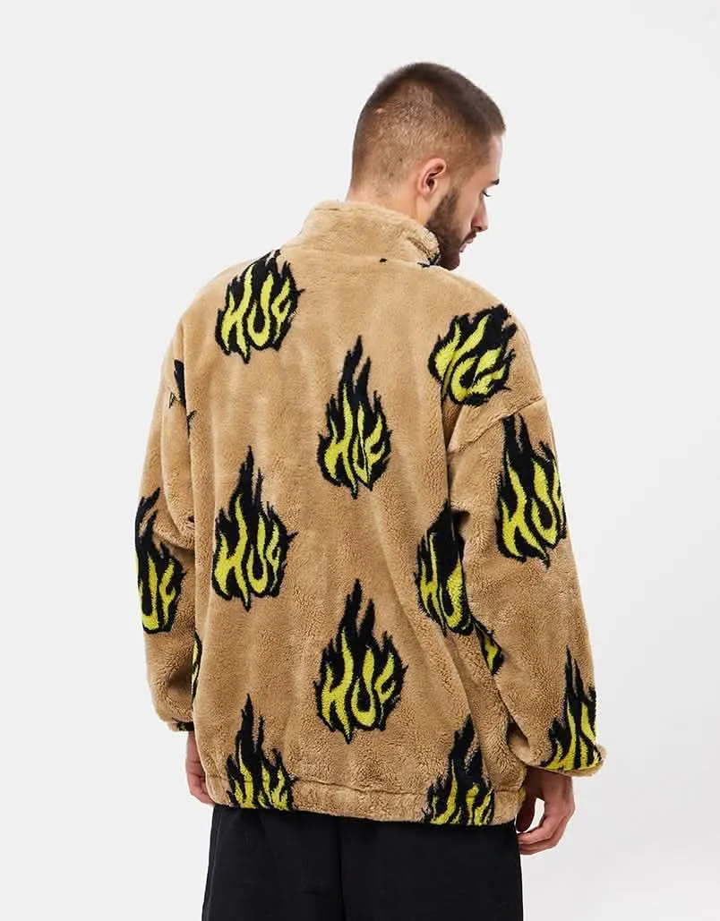 HUF Flamin' Zip Sherpa Fleece - Oatmeal