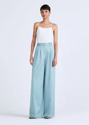 Joetta Wide Leg Pleat Front Trouser - Dusty Teal