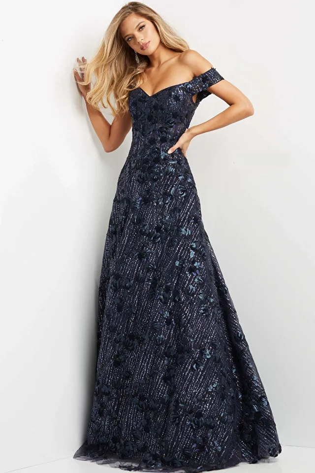 Jovani - 07162 - Embellished A Line Evening Dress