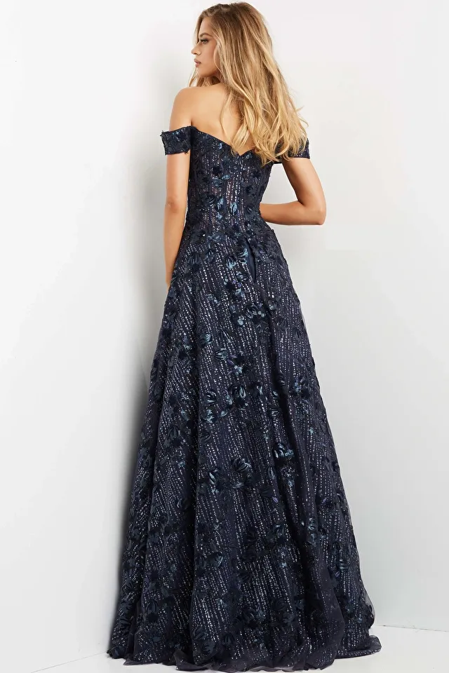 Jovani - 07162 - Embellished A Line Evening Dress