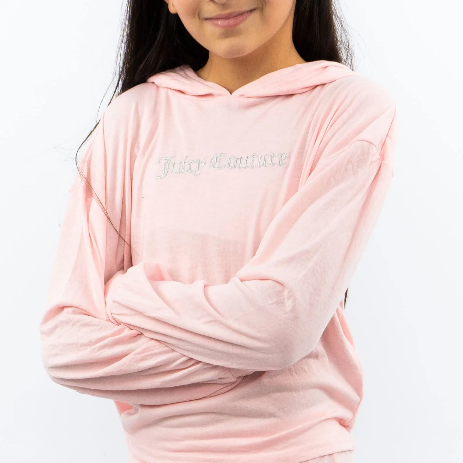 Juicy Couture Girls Pink Logo Embroidered Long Sleeve Soft Cotton Jersey Pyjama Set