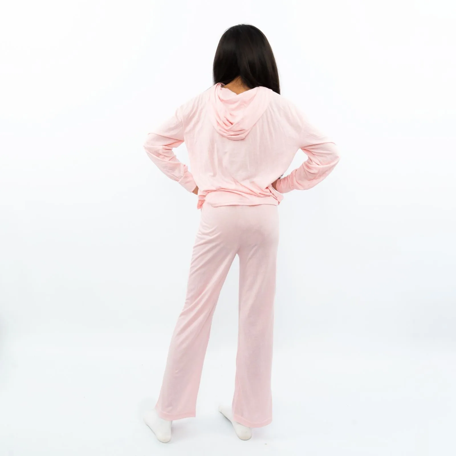 Juicy Couture Girls Pink Logo Embroidered Long Sleeve Soft Cotton Jersey Pyjama Set