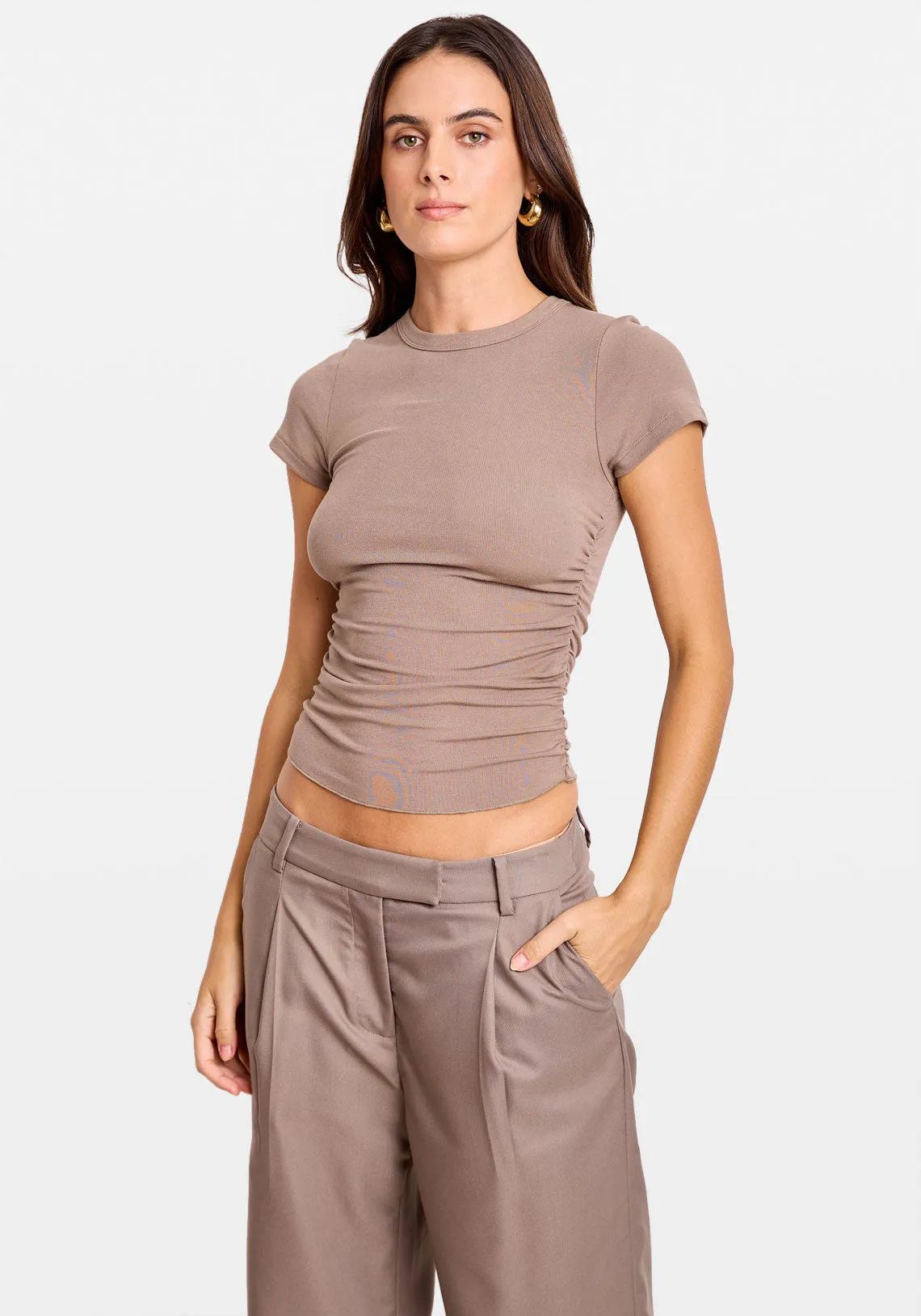 LOW RISE TAILORED PANT TAUPE