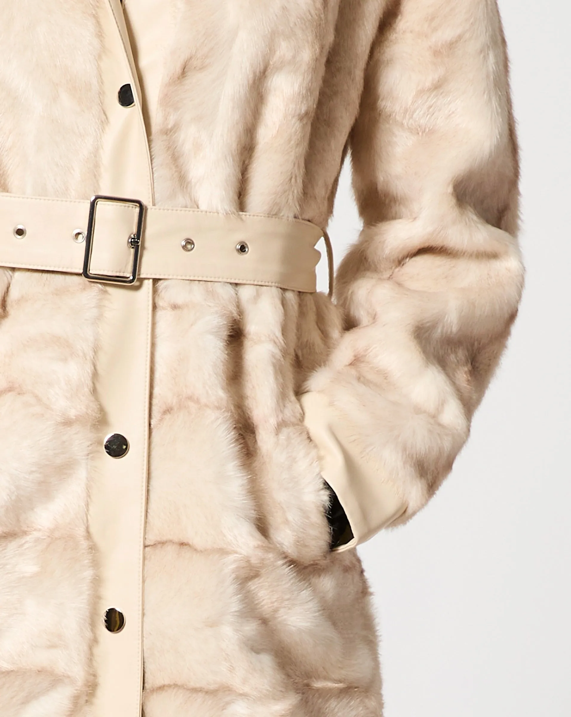 Margaux Faux Persian Lamb & Faux Leather Coat