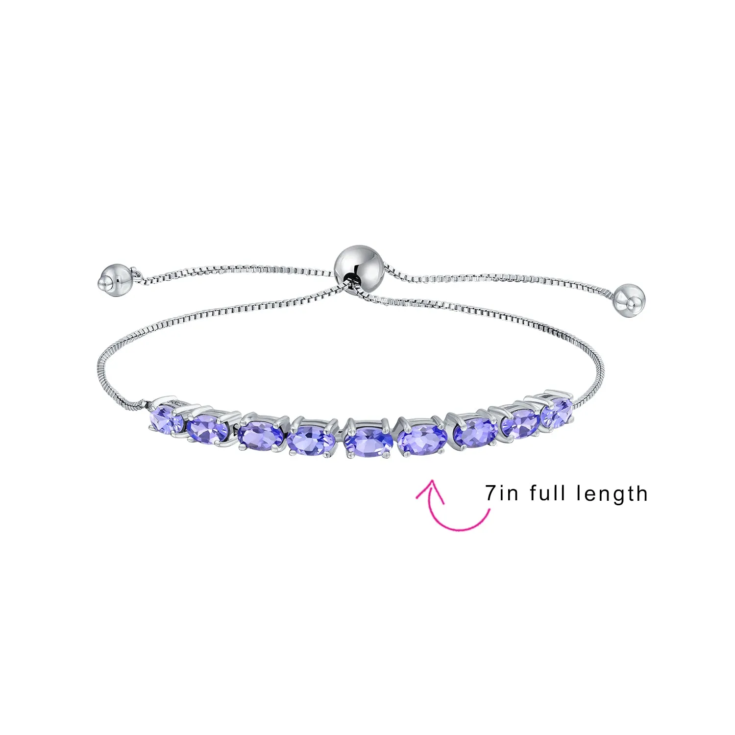 Natural 3.90 CTW Lavender Tanzanite Tennis Bracelet with Zircon Accents Sterling Silver