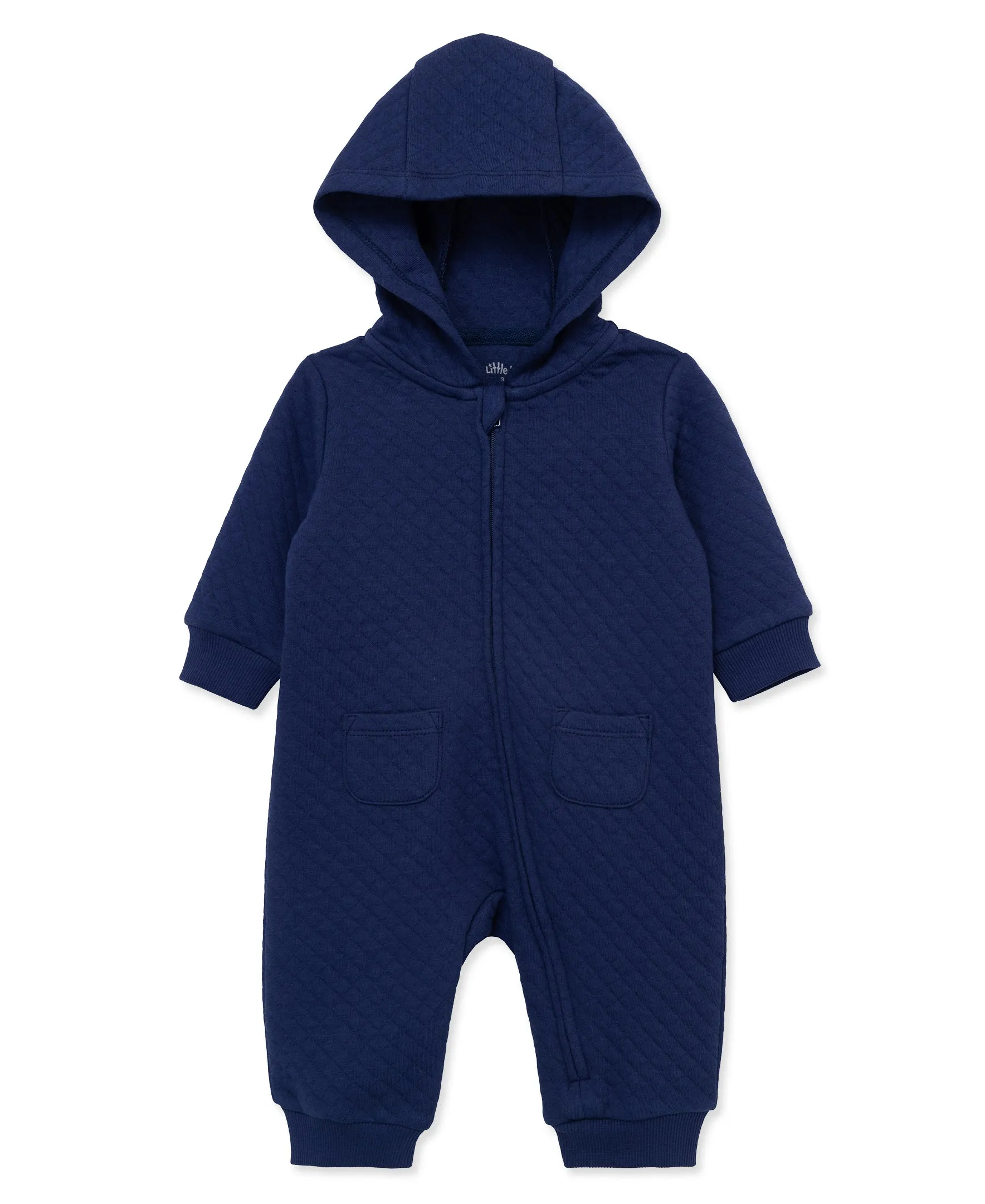 Navy Quilted Hoodie Coverall