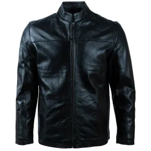 O0H7 Men's Café Racer Overshirt Jacket - Black