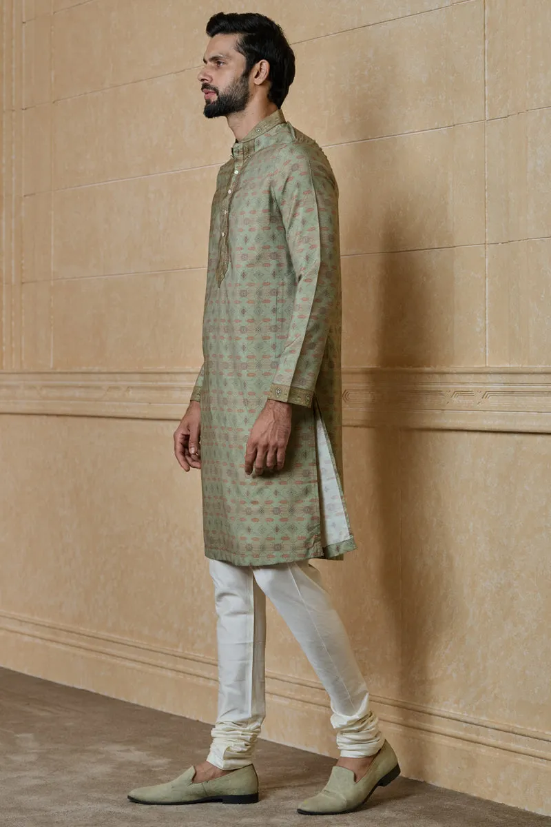 Olive Printed Kurta Set