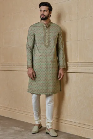 Olive Printed Kurta Set