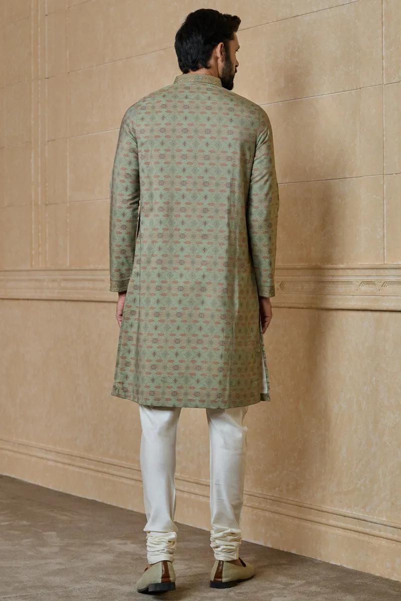 Olive Printed Kurta Set