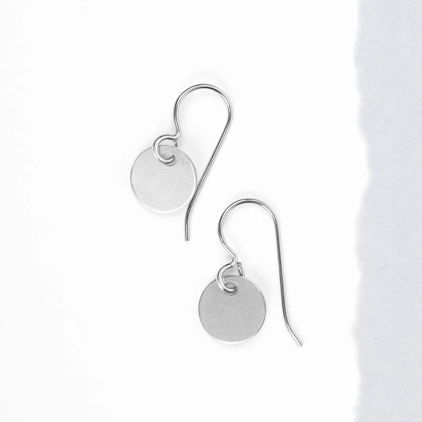 Round Circle Disc Dangle Earrings | Sterling Silver