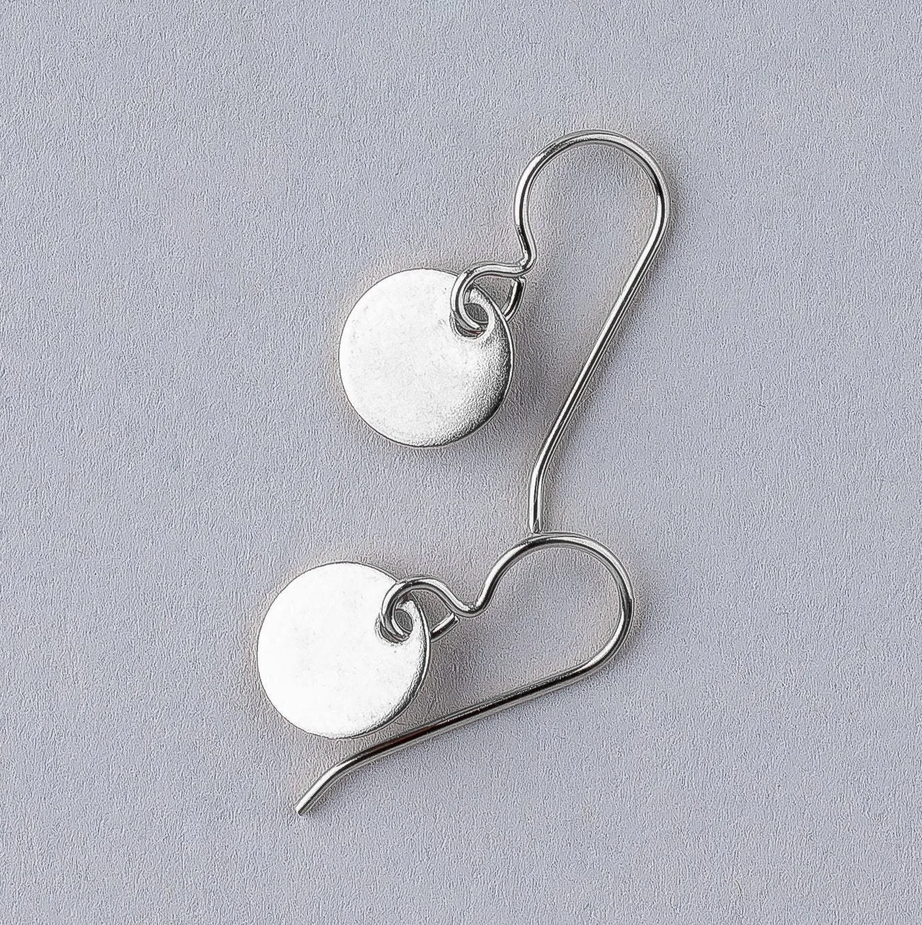 Round Circle Disc Dangle Earrings | Sterling Silver