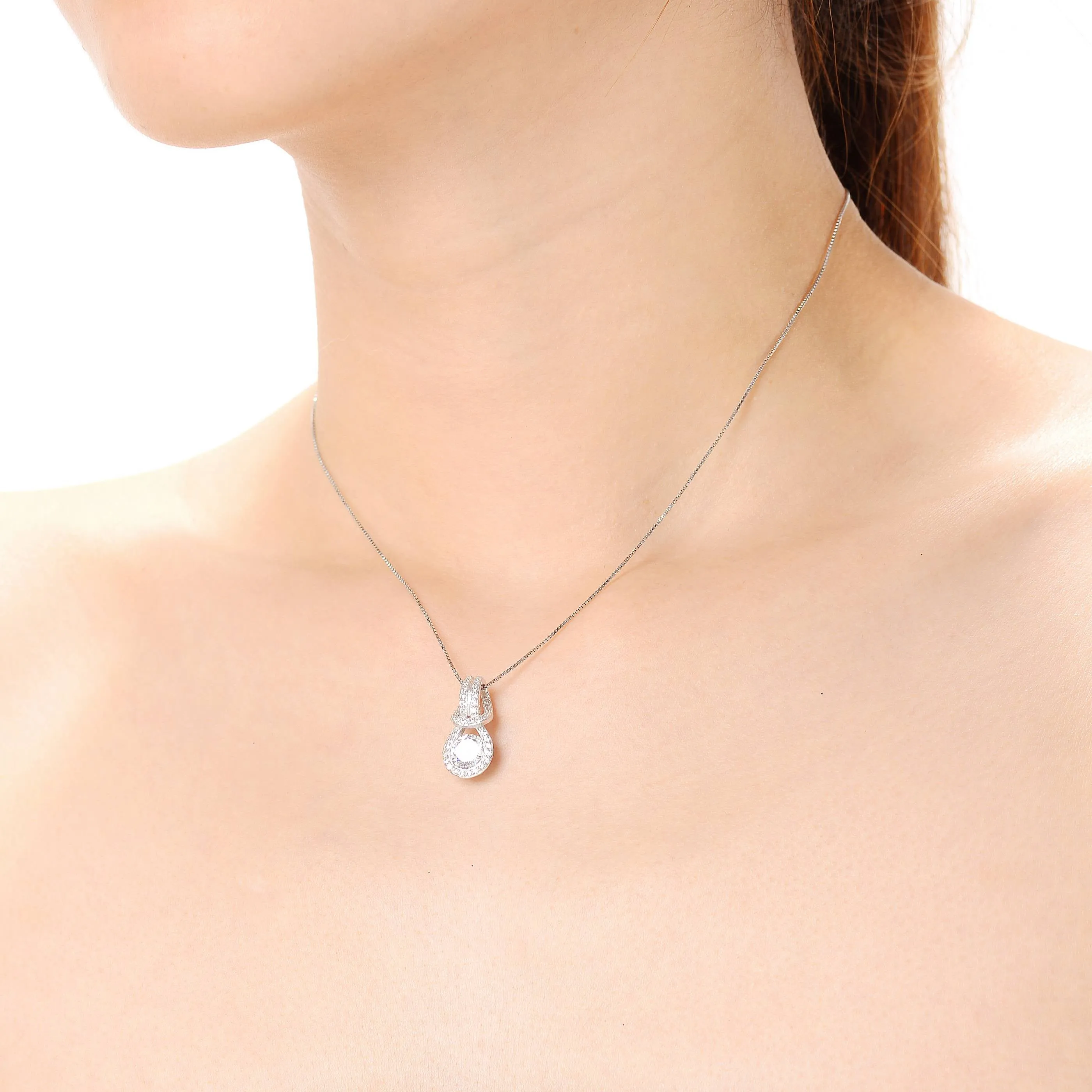 Sterling Silver Cubic Zirconia Elegant Necklace