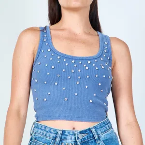 Studded tank top with scoop neckline wholesale