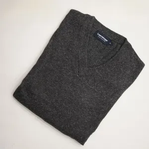 Sweater - 100% Cotton Full Sleeves-V Neck Charcoal Grey Plain