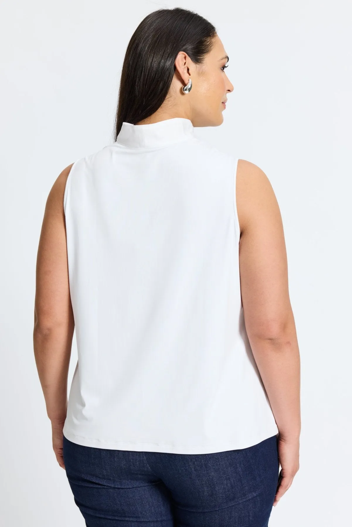 Tammy Plus Knit-Woven Ruffle Collar Layering Tank