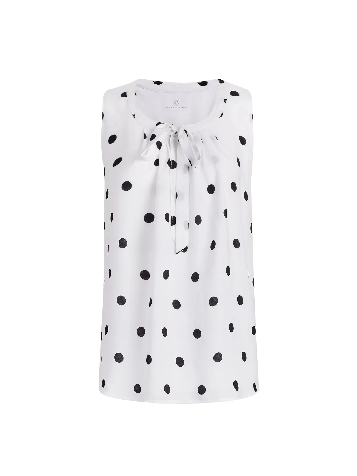 Tie-Front Dot-Print Sleeveless Top