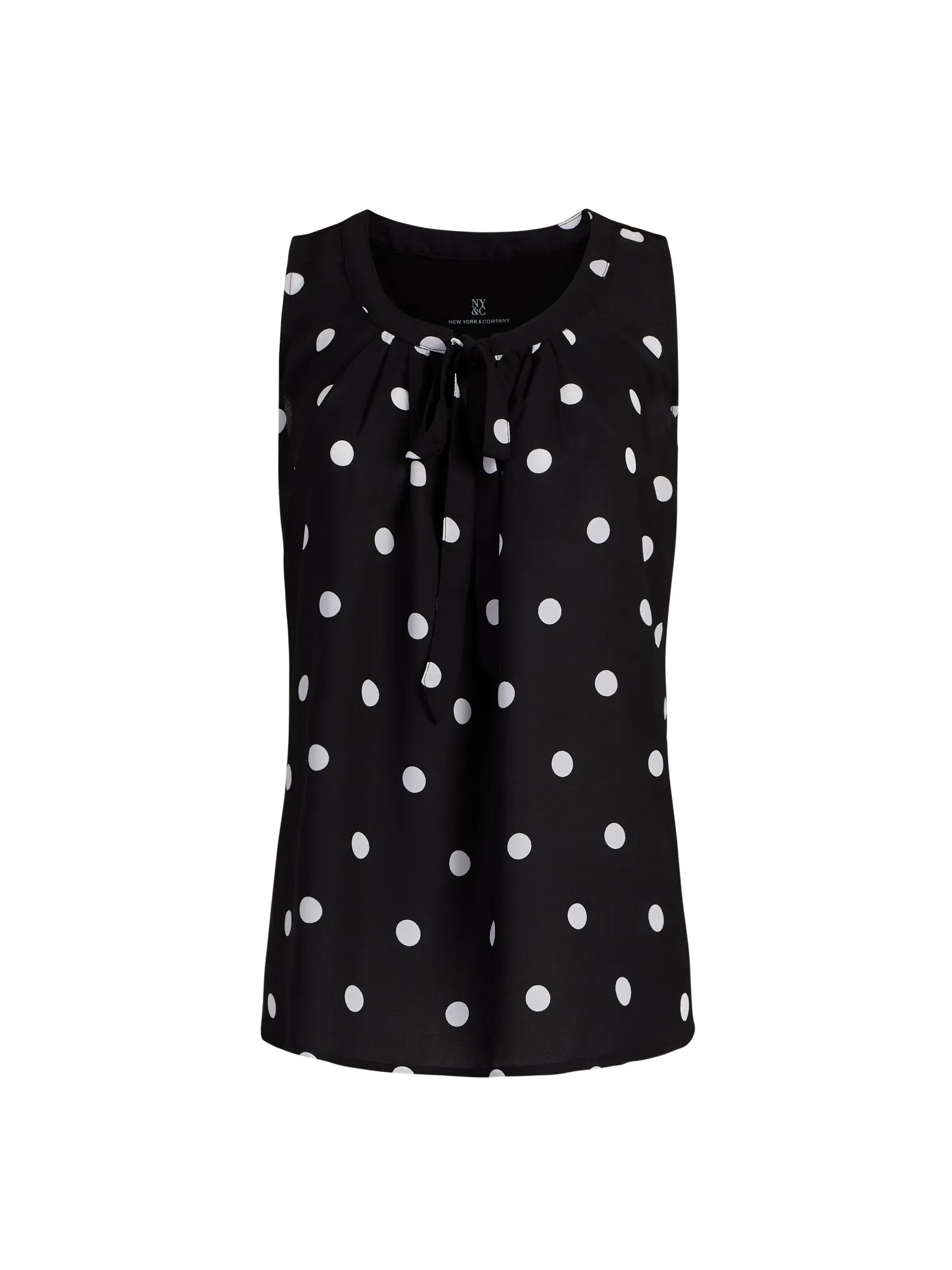 Tie-Front Dot-Print Sleeveless Top