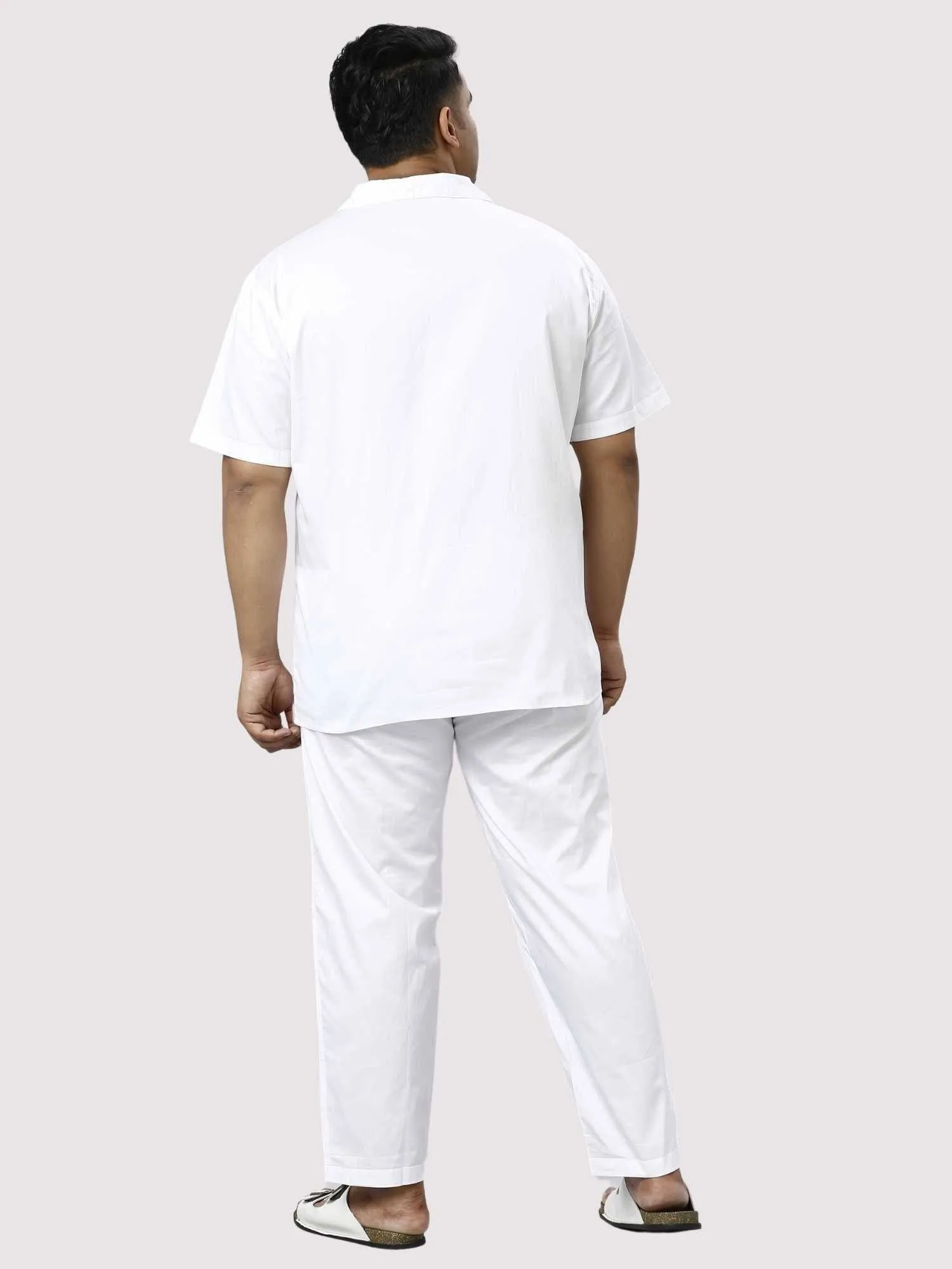 Titan Solid White Full Co-ords Set Men's Plus Size