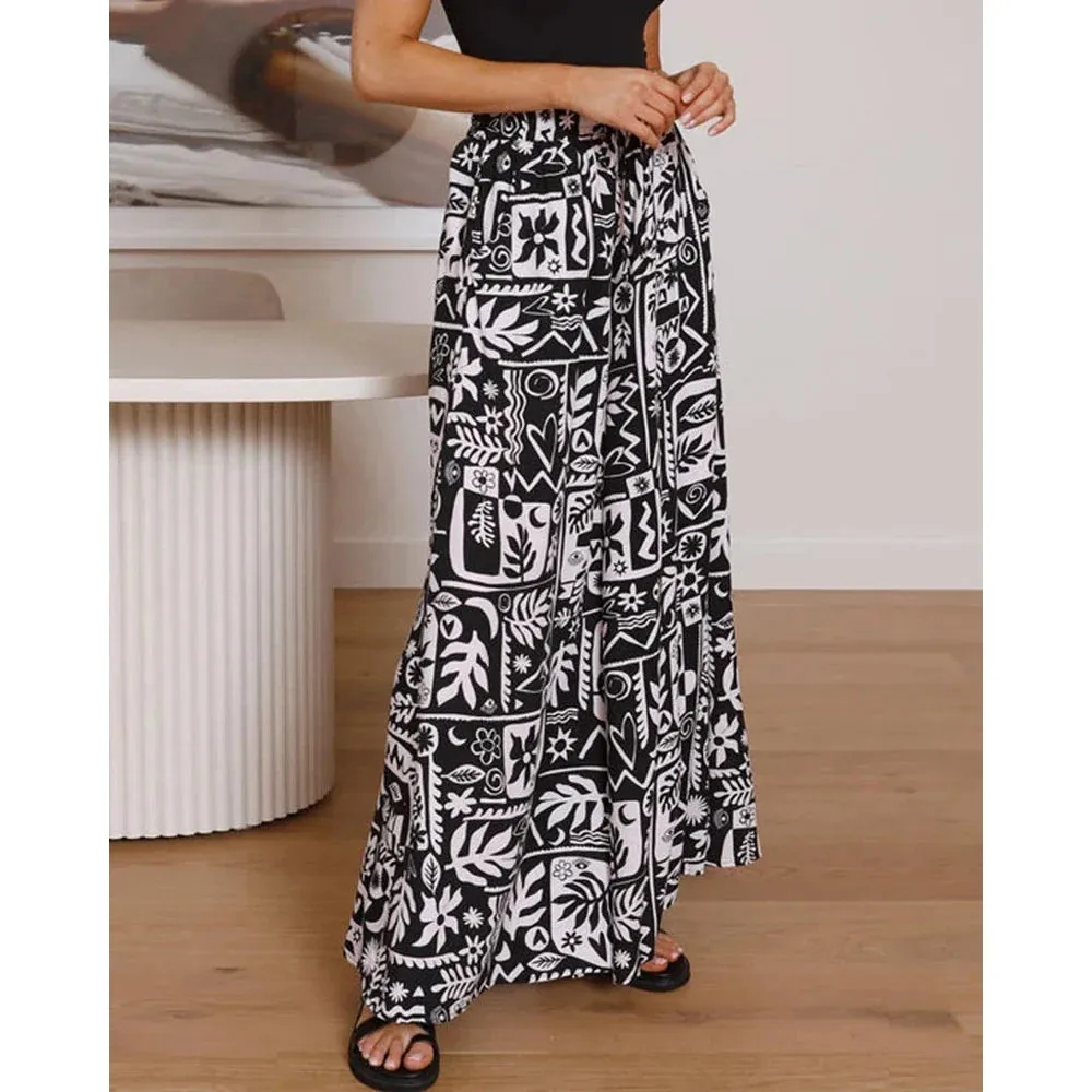 Trendy Floral Print Smocked Waist Pants for Casual Outings